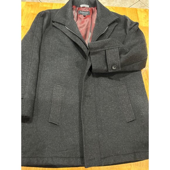 Afazzy New York Med Grey Cashmere Blend Coat Zipper & Buttons Unisex - Picture 7 of 16